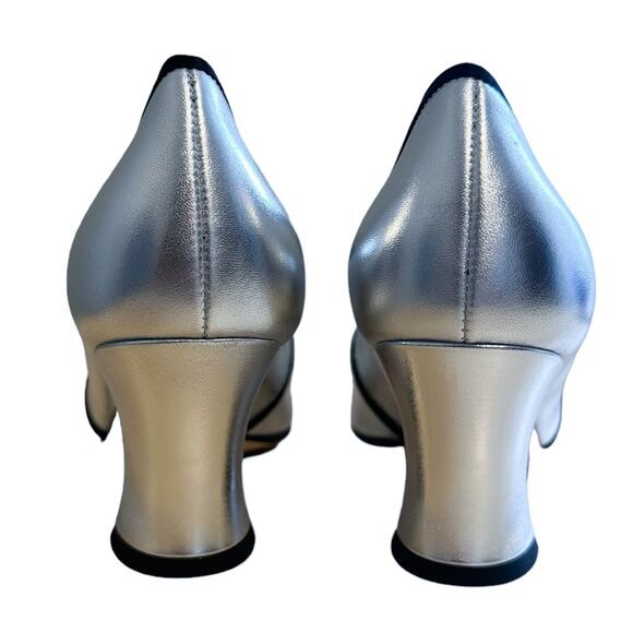 Gucci Bloom Marmont Silver GG Logo Heeled Loafers 40 - Picture 5 of 13